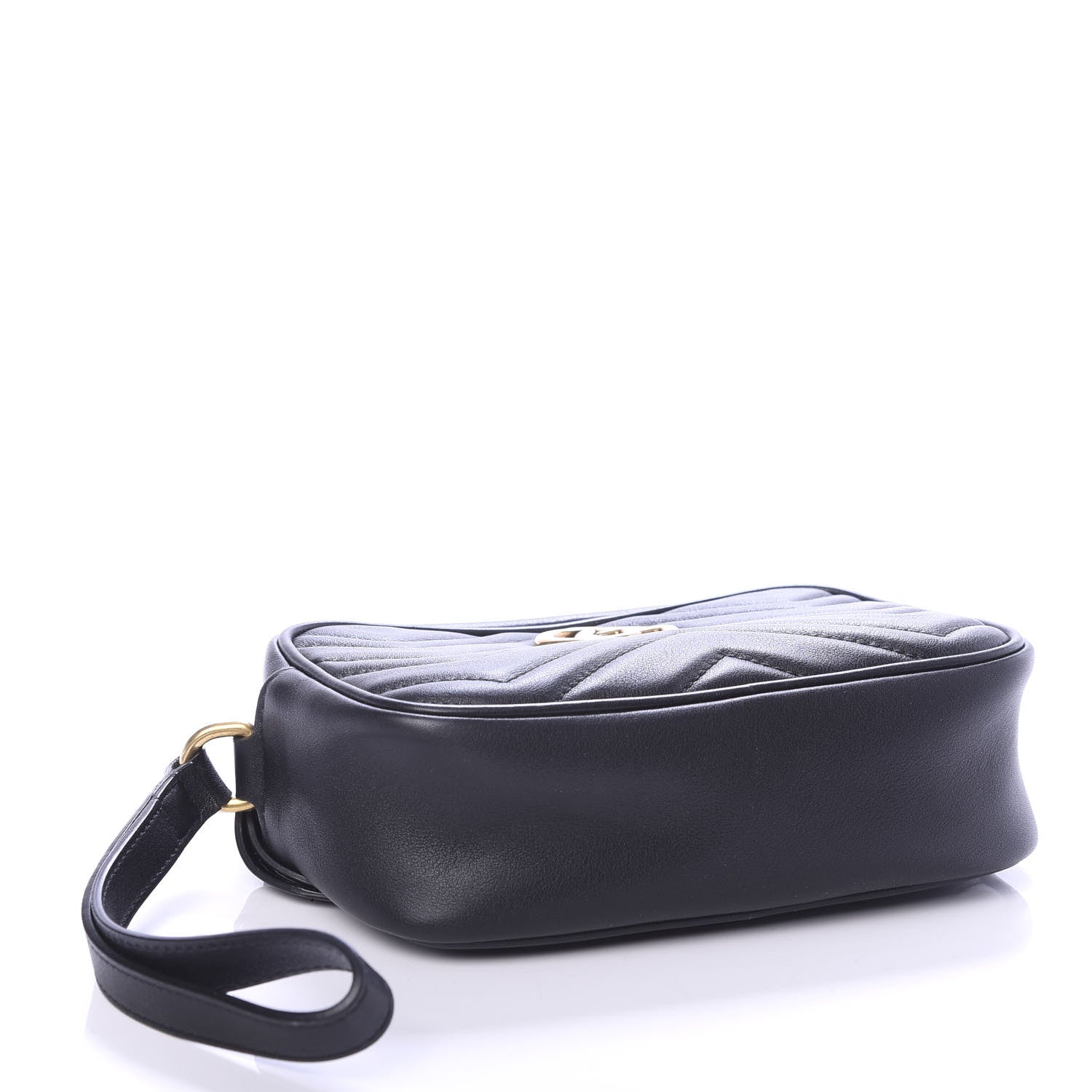 Gucci Calfskin Matelasse Mini GG Marmont Wrist Wallet Black 4 of 10