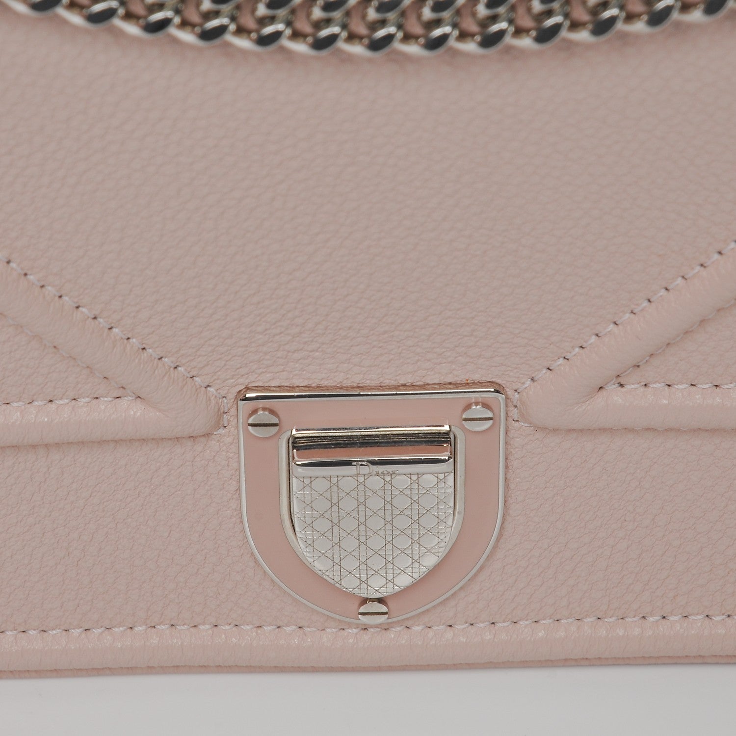 Christian Dior Grained Calfskin Diorama Wallet on Chain Pouch Rose Poudre 9 of 10