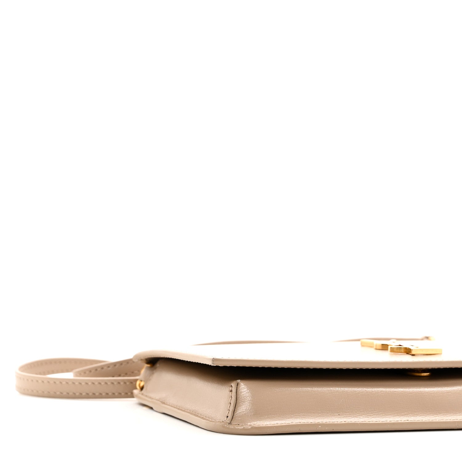Saint Laurent Smooth Calfskin Monogram Phone Holder Crossbody Dark Beige 9 of 11