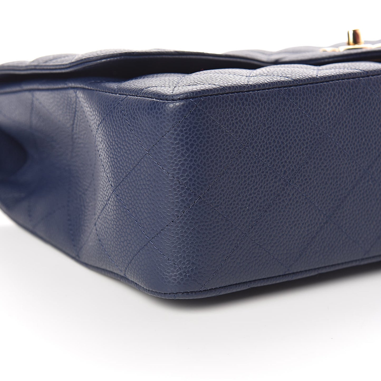 Caviar Quilted Jumbo Single Flap Dark Blue