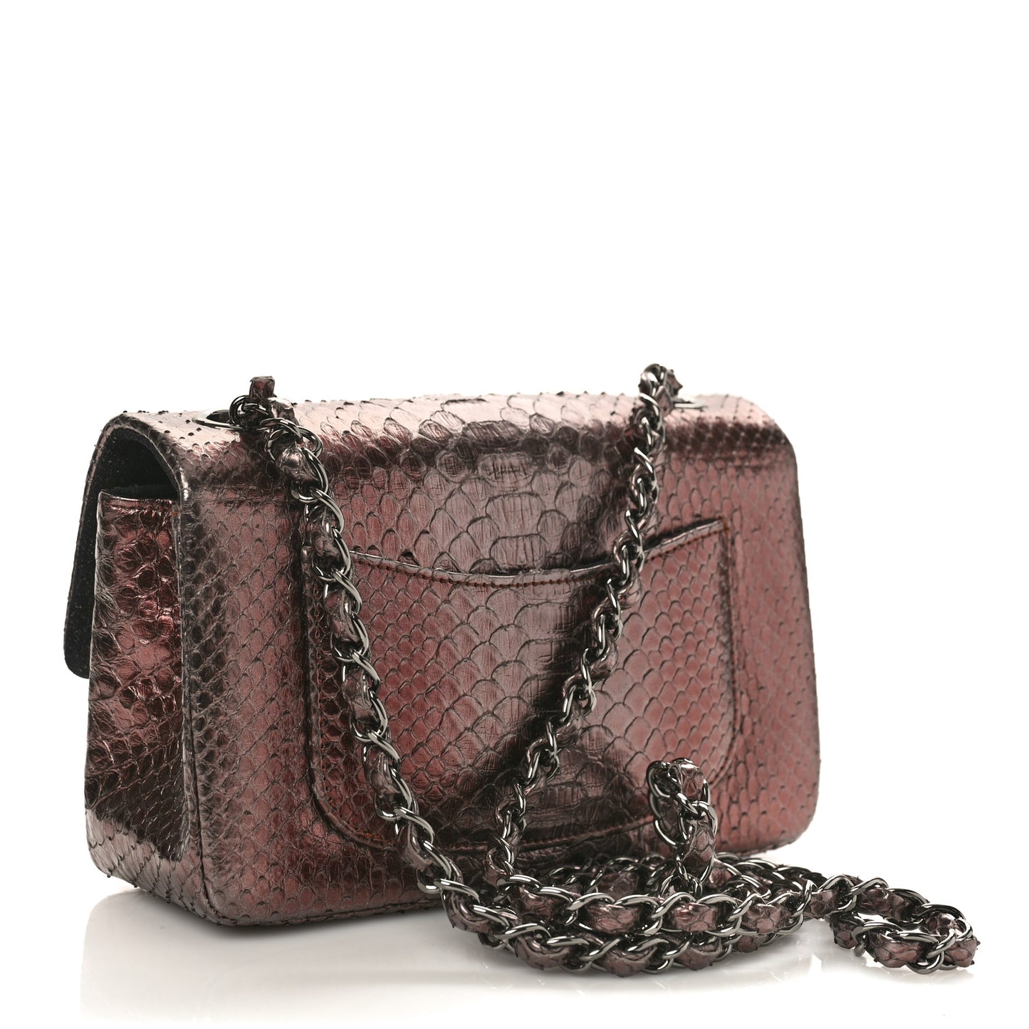 Metallic Ombre Snakeskin Mini Rectangular Pink