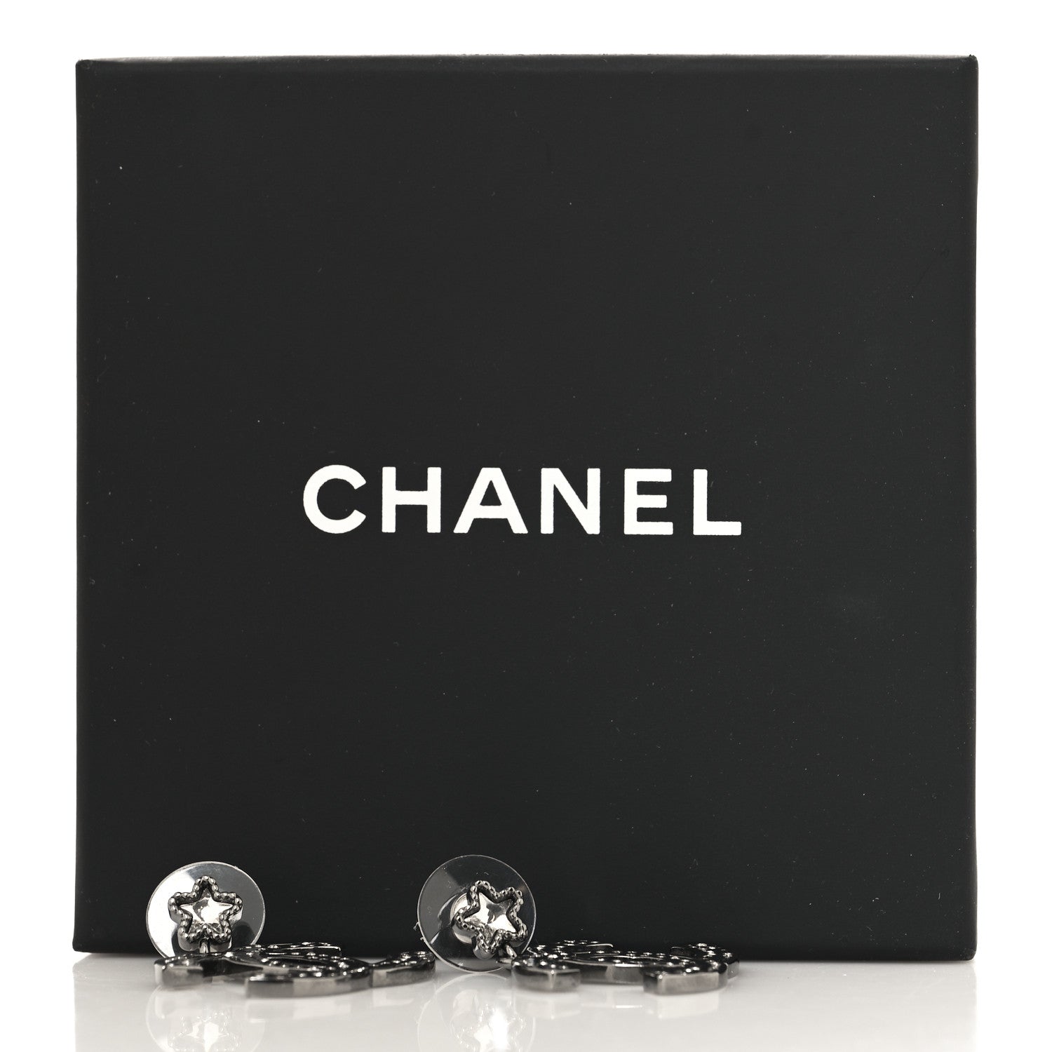 Chanel Ruthenium Crystal Star CC Drop Earrings 5 of 5
