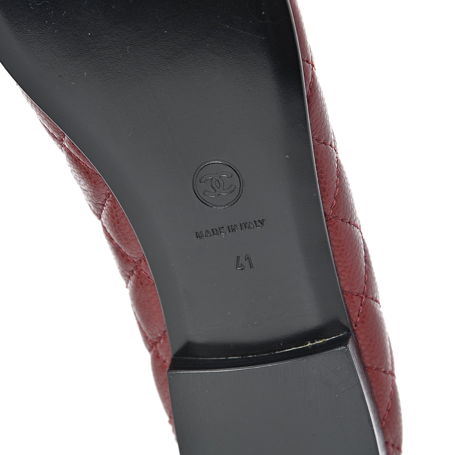 Chanel Caviar Quilted CC Cap Toe Ballerina Flats 41 Black Red 6 of 10
