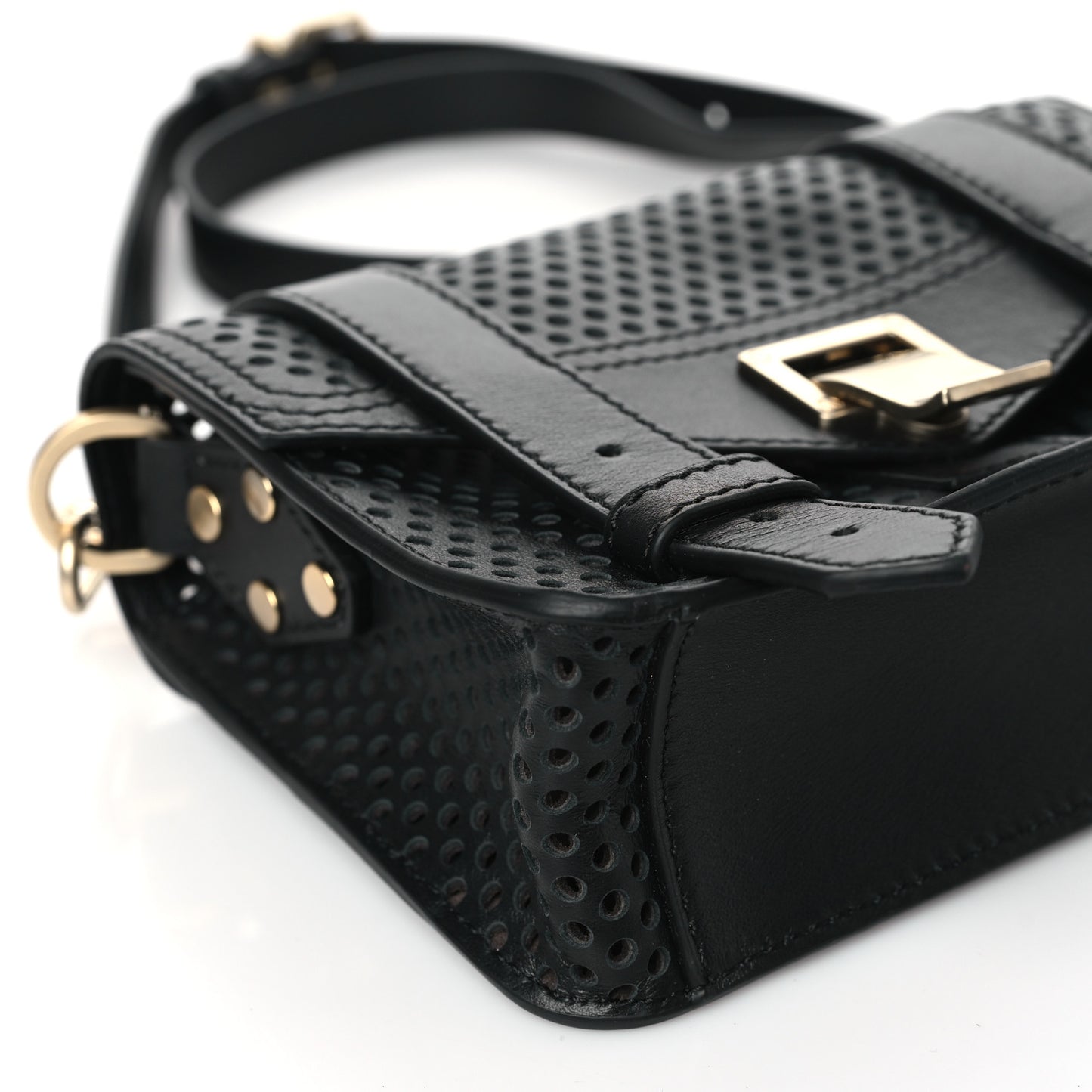Lambskin Perforated Mini PS1 Satchel Black
