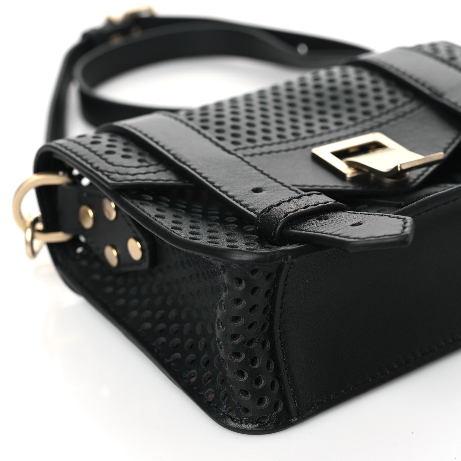 Proenza Schouler Lambskin Perforated Mini PS1 Satchel Black 9 of 10