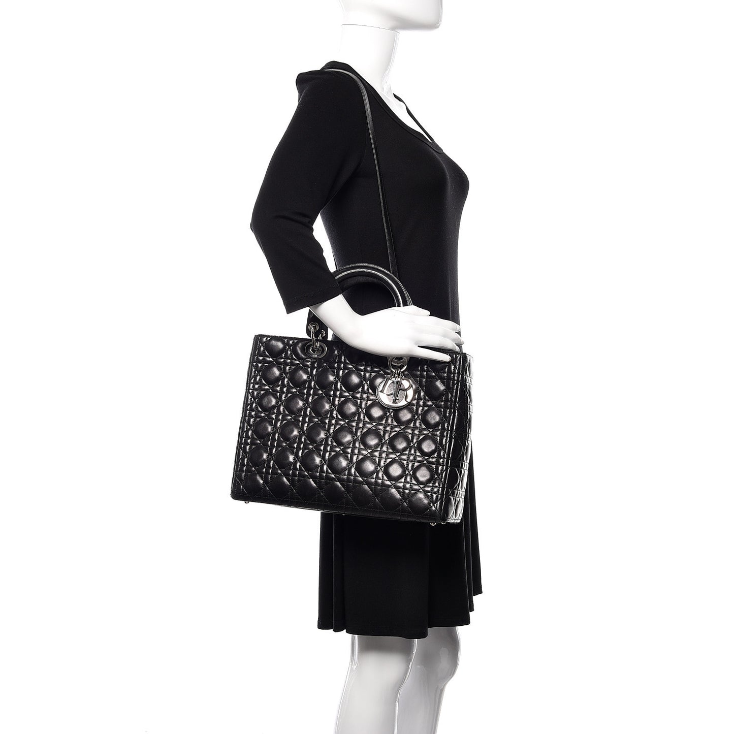 Lambskin Cannage Large Lady Dior Black