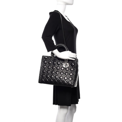 Christian Dior Lambskin Cannage Large Lady Dior Black 2 of 15