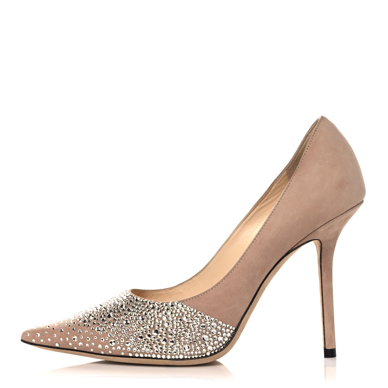 Jimmy Choo Suede Crystal Embellished Love 100 Pumps 37 Ballet Pink 1 of 7