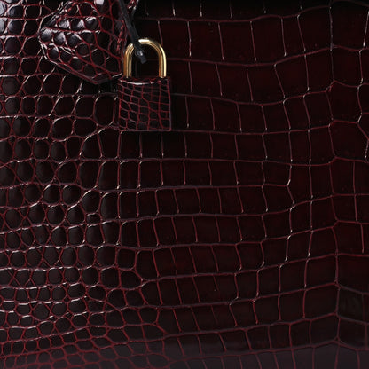 Hermes Shiny Porosus Crocodile Kelly Sellier 32 Rouge H 8 of 16