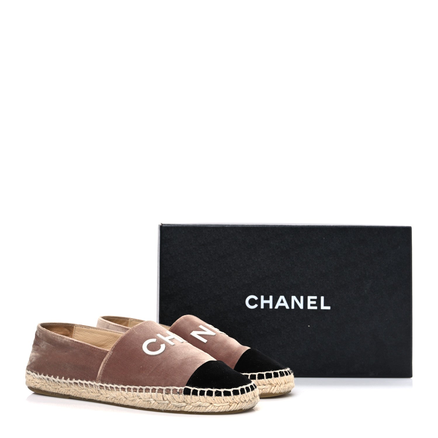 Chanel Velvet Logo Espadrilles 37 Beige Black 12 of 12