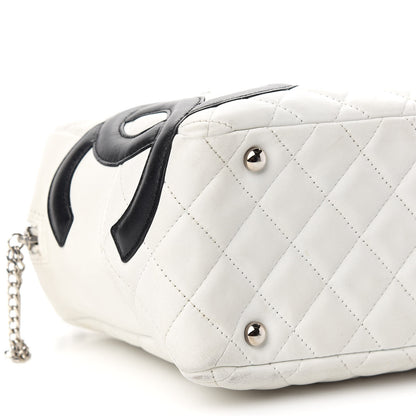 Chanel Calfskin Quilted Large Cambon Bowler White Black 8 of 11