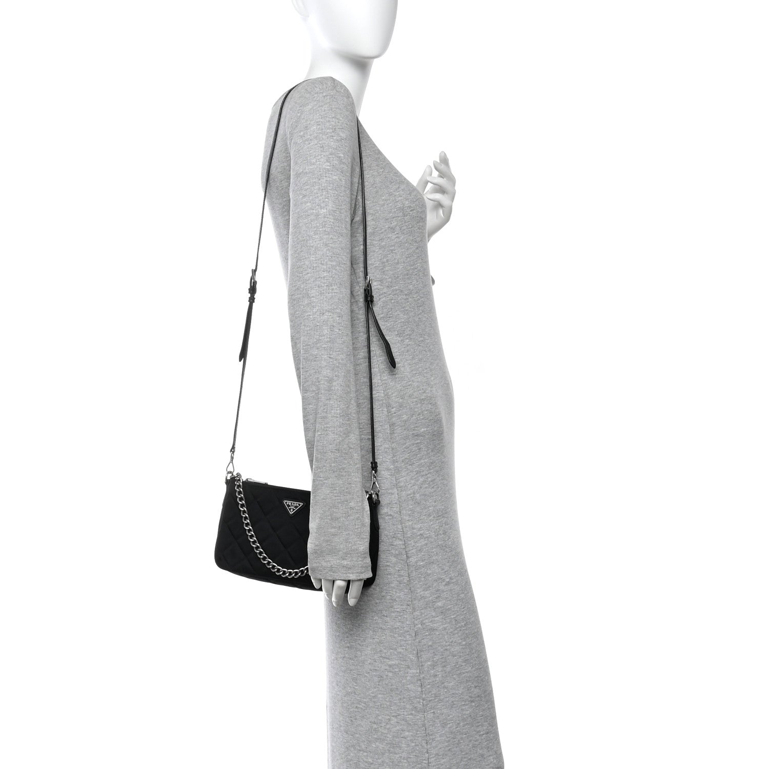 Prada Nylon Tessuto Impuntu Quilted Crossbody Bag Black 2 of 10