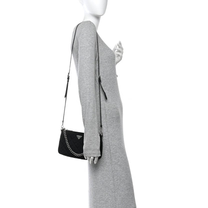 Prada Nylon Tessuto Impuntu Quilted Crossbody Bag Black 2 of 10