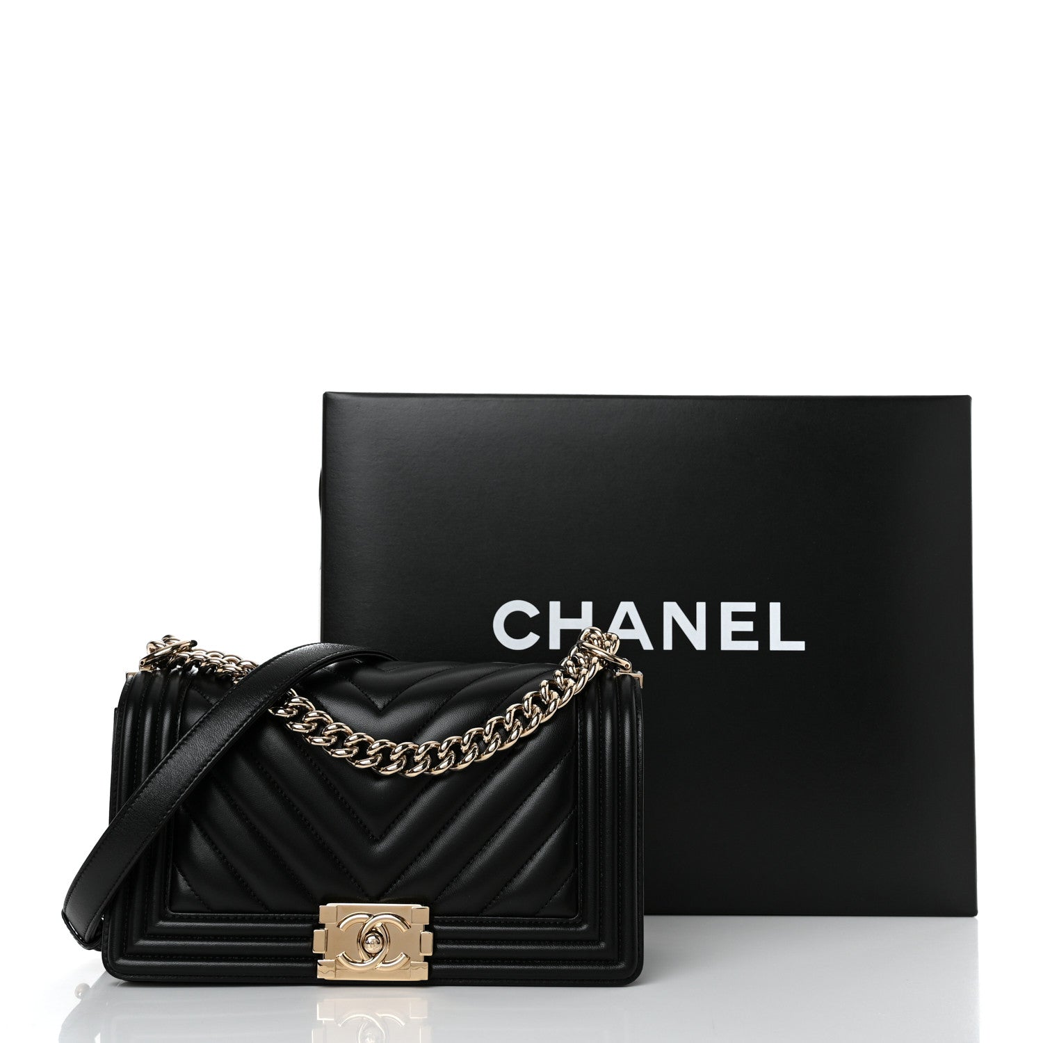 Chanel Lambskin Chevron Quilted Medium Boy Flap Black 11 of 11