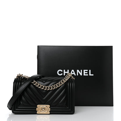 Chanel Lambskin Chevron Quilted Medium Boy Flap Black 11 of 11