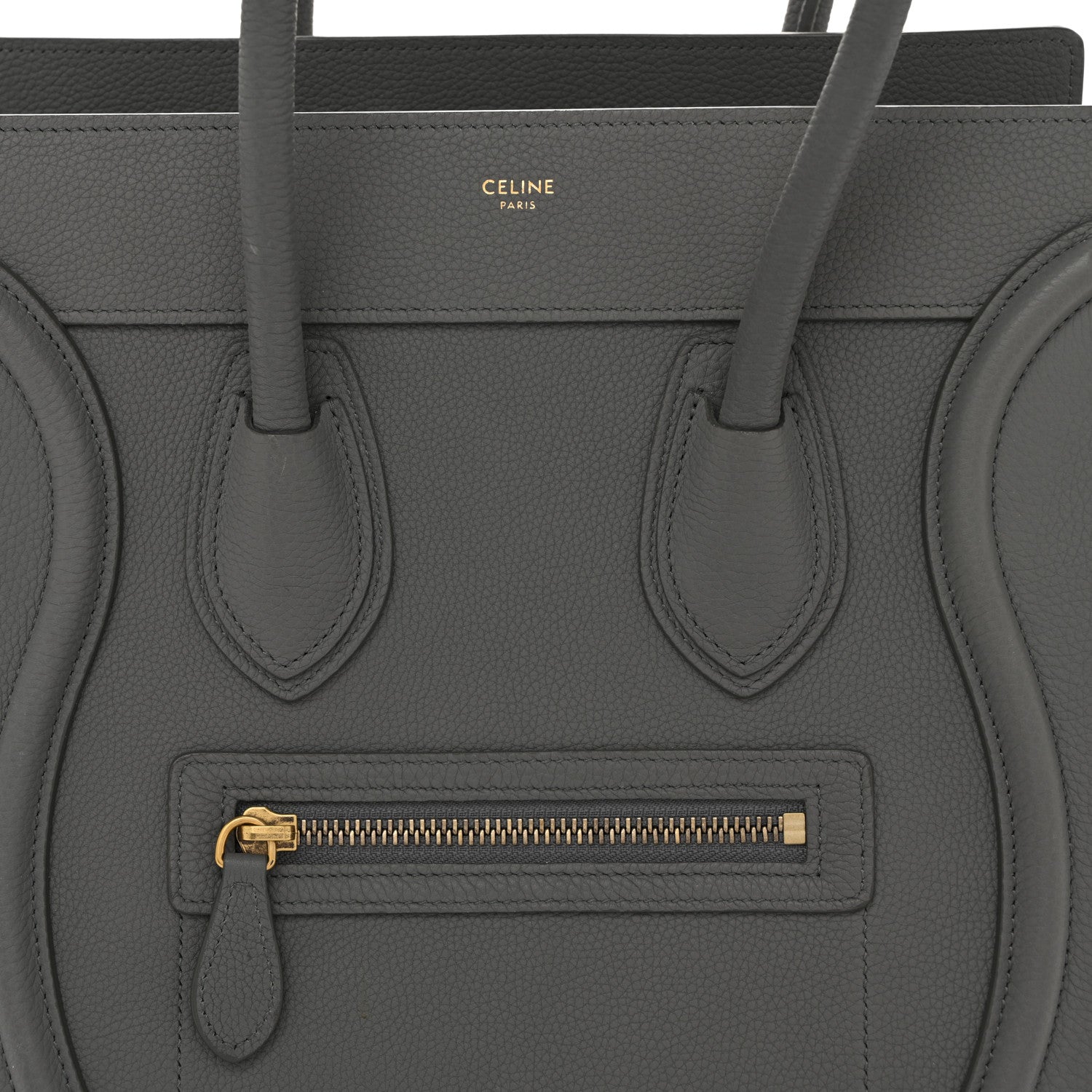 Celine Baby Drummed Calfskin Micro Luggage Kohl 9 of 13