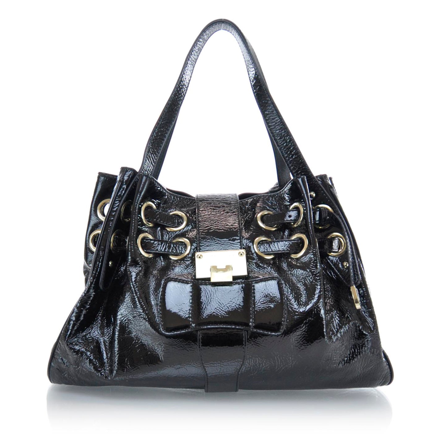 Crushed Patent Leather Ramona Tote Black