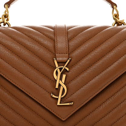 Saint Laurent Sheepskin Matelasse Chevron Monogram Medium College Bag Brick 8 of 10