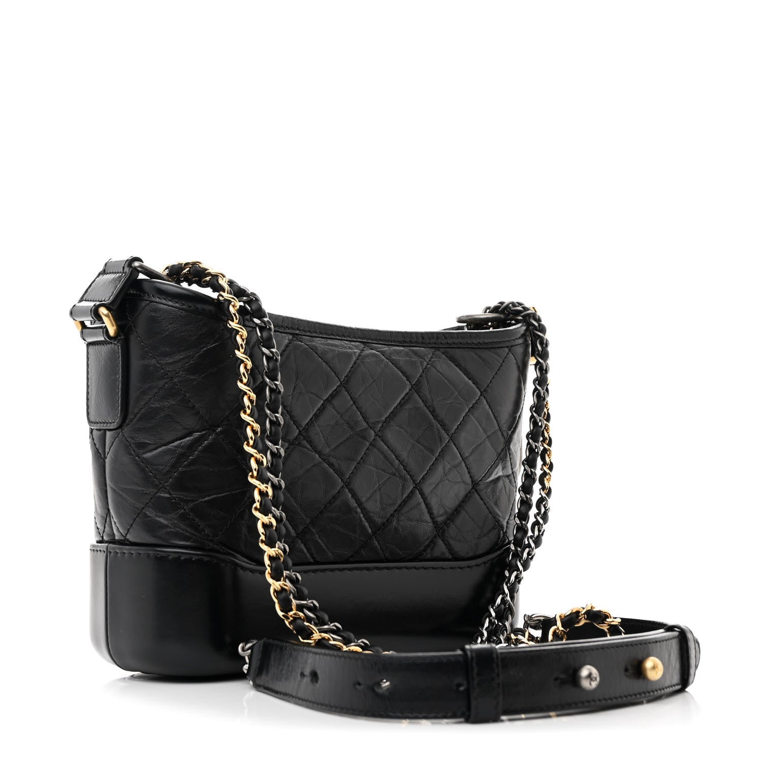Chanel Aged Calfskin Quilted Small Gabrielle Hobo Black 3 of 10