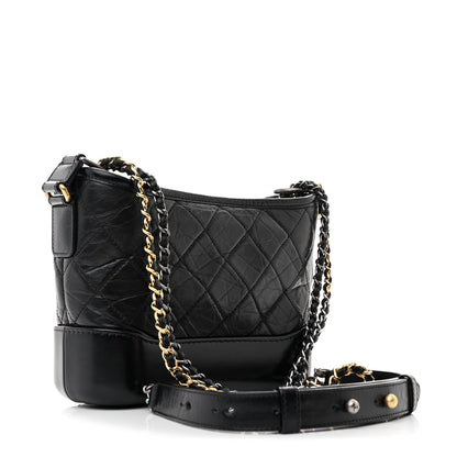 Chanel Aged Calfskin Quilted Small Gabrielle Hobo Black 3 of 10