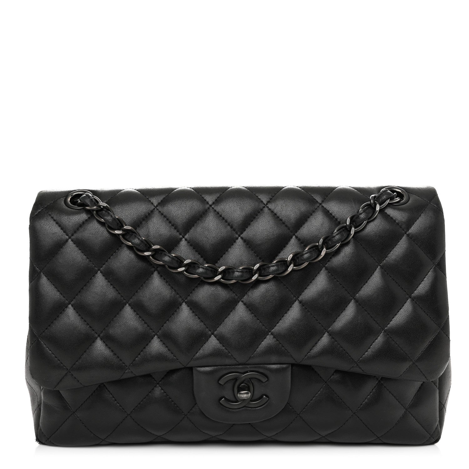 Chanel Lambskin Quilted Jumbo Double Flap So Black 1 of 11