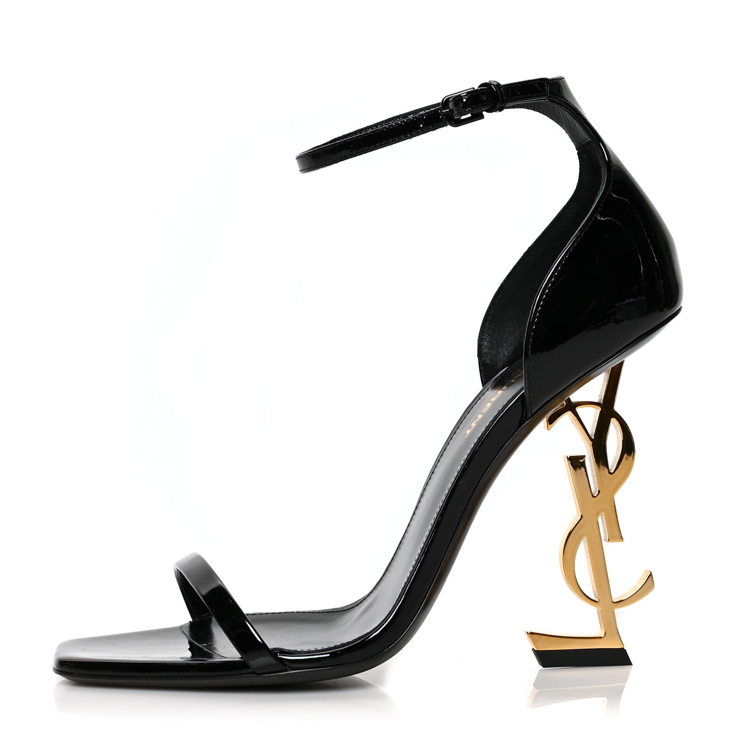 Saint Laurent Patent Calfskin Opyum Sandals 38 Black 1 of 7