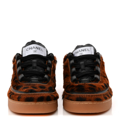 Chanel Lambskin Cheetah Print Quilted Sneakers 38.5 Brown Black 2 of 12