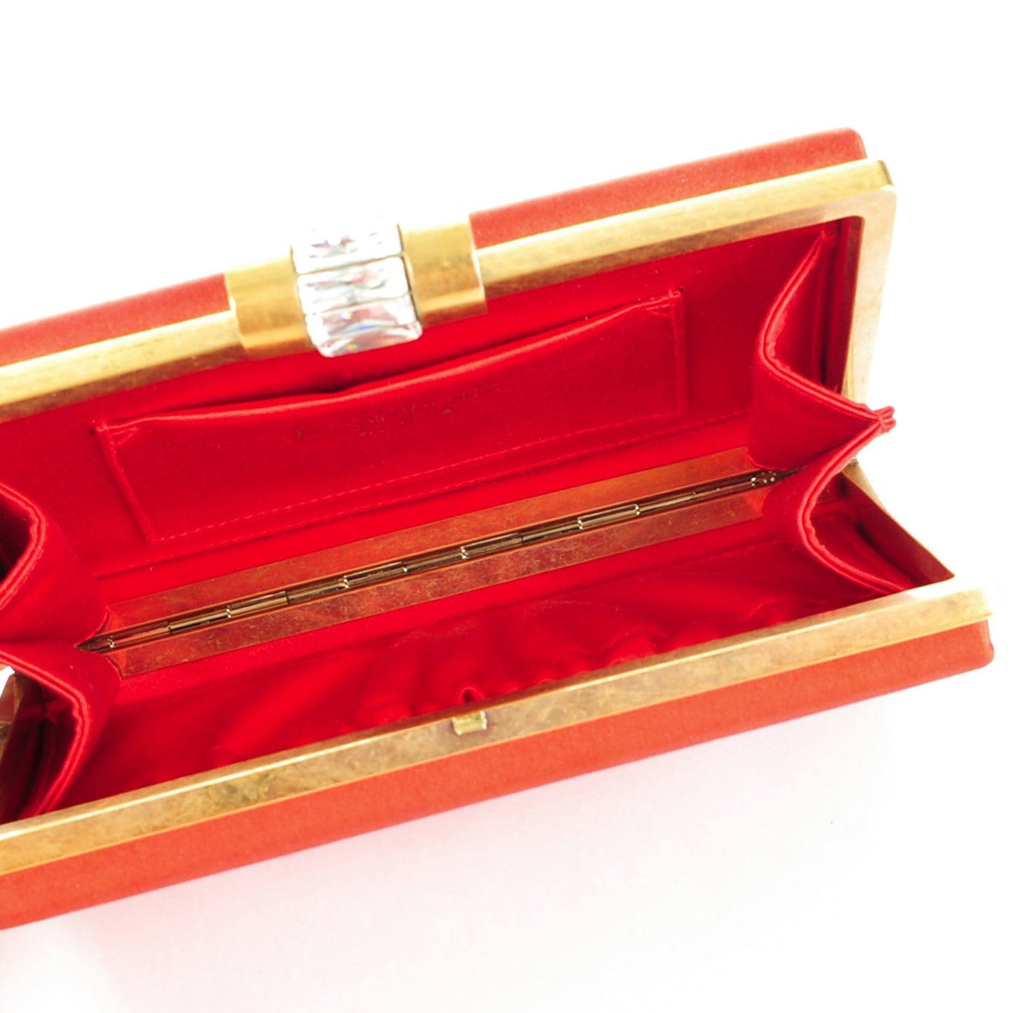 Satin Y Mail Clutch Red