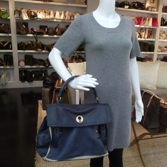 Saint Laurent Croc Muse Two Tote Blue 2 of 11