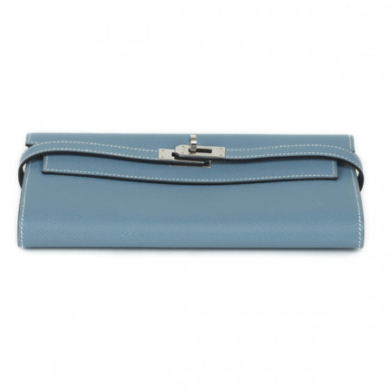 Hermes Epsom Kelly Longue Wallet Blue Jean 3 of 10