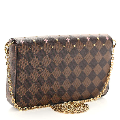 Louis Vuitton Damier Ebene Studded Pochette Felicie Chain Wallet 4 of 10