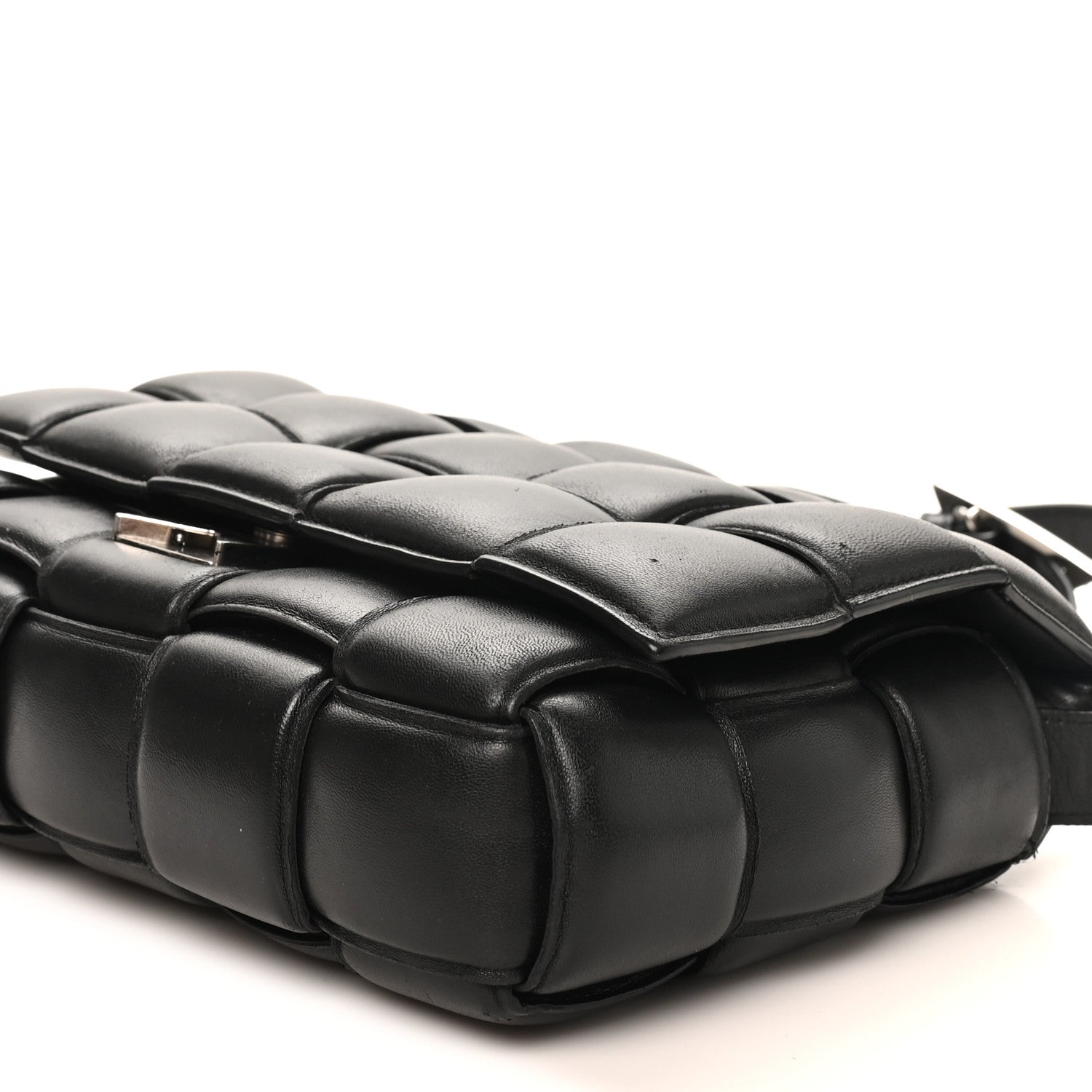 Bottega Veneta Paper Calfskin Maxi Intreccio Padded Cassette Crossbody Bag Black 9 of 10