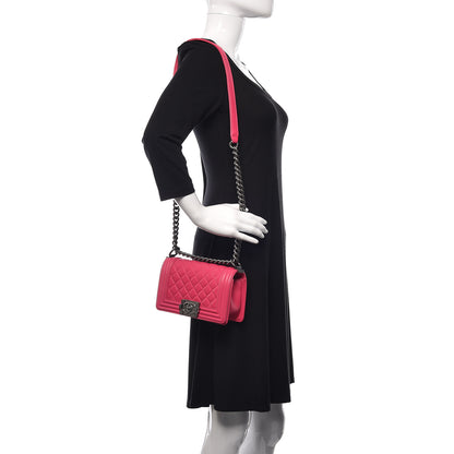 Chanel Lambskin Quilted Small Boy Flap Dark Pink 2 of 12