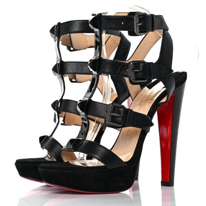 Christian Louboutin Calfskin Rockin Buckle Up 140 Platform Sandals 39.5 Black 3 of 7