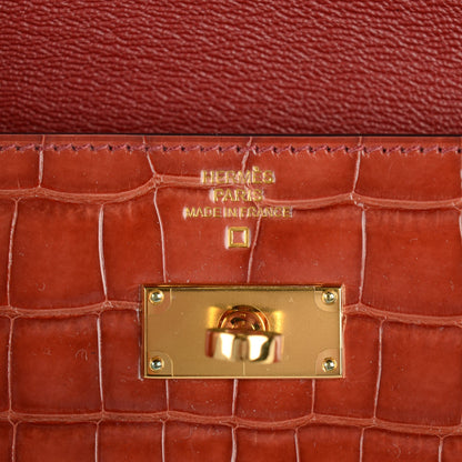 Hermes Shiny Alligator Kelly Longue Wallet Rouge H 15 of 16