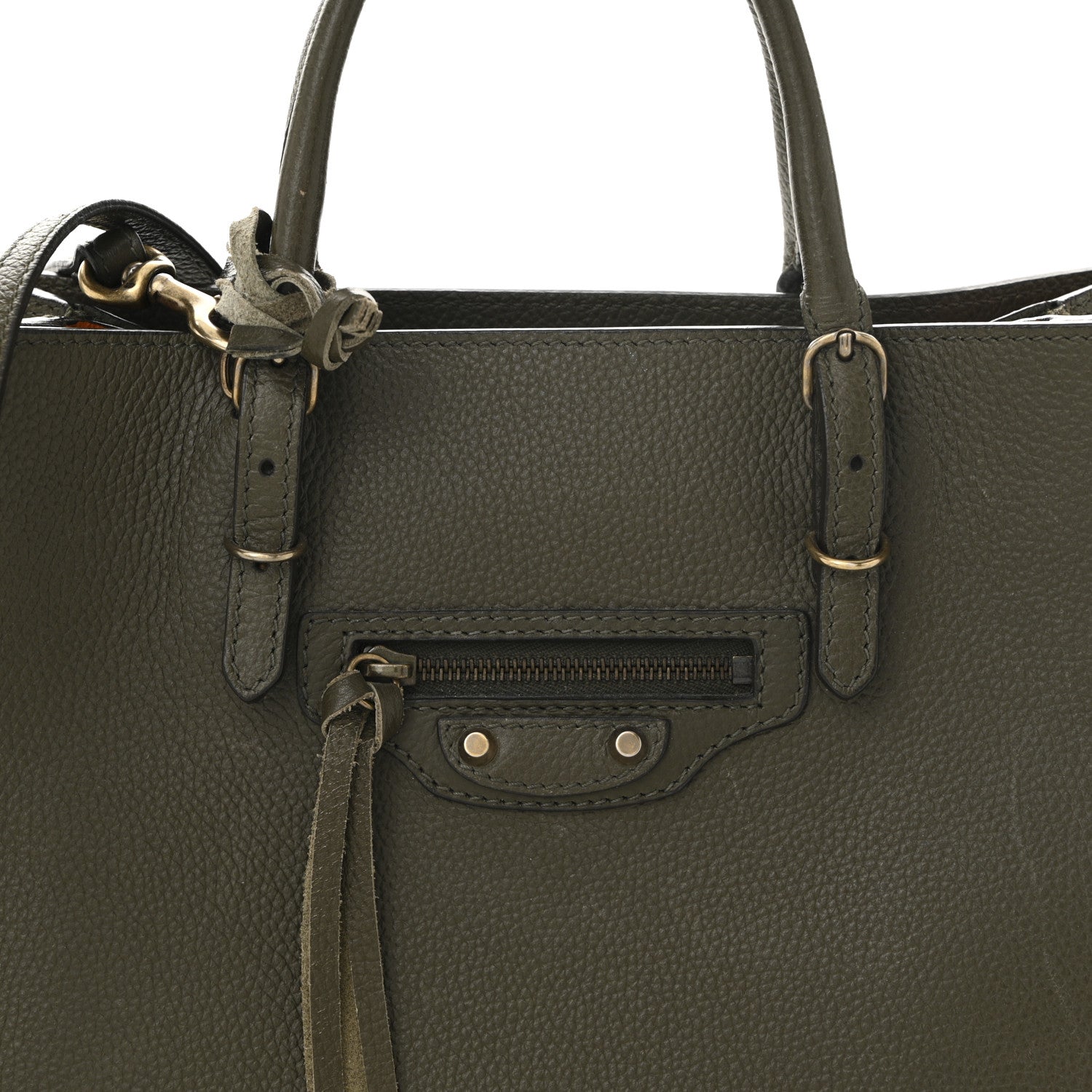 Balenciaga Veau Papier A6 Zip Around Tote Vert Kaki Orange 9 of 11