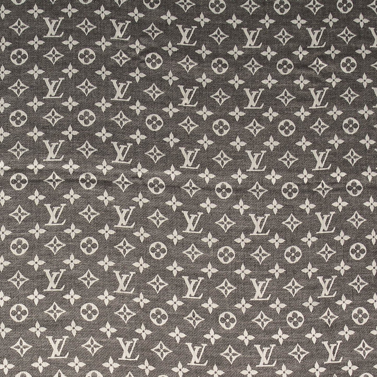 Wool Silk Monogram Denim Shawl Black