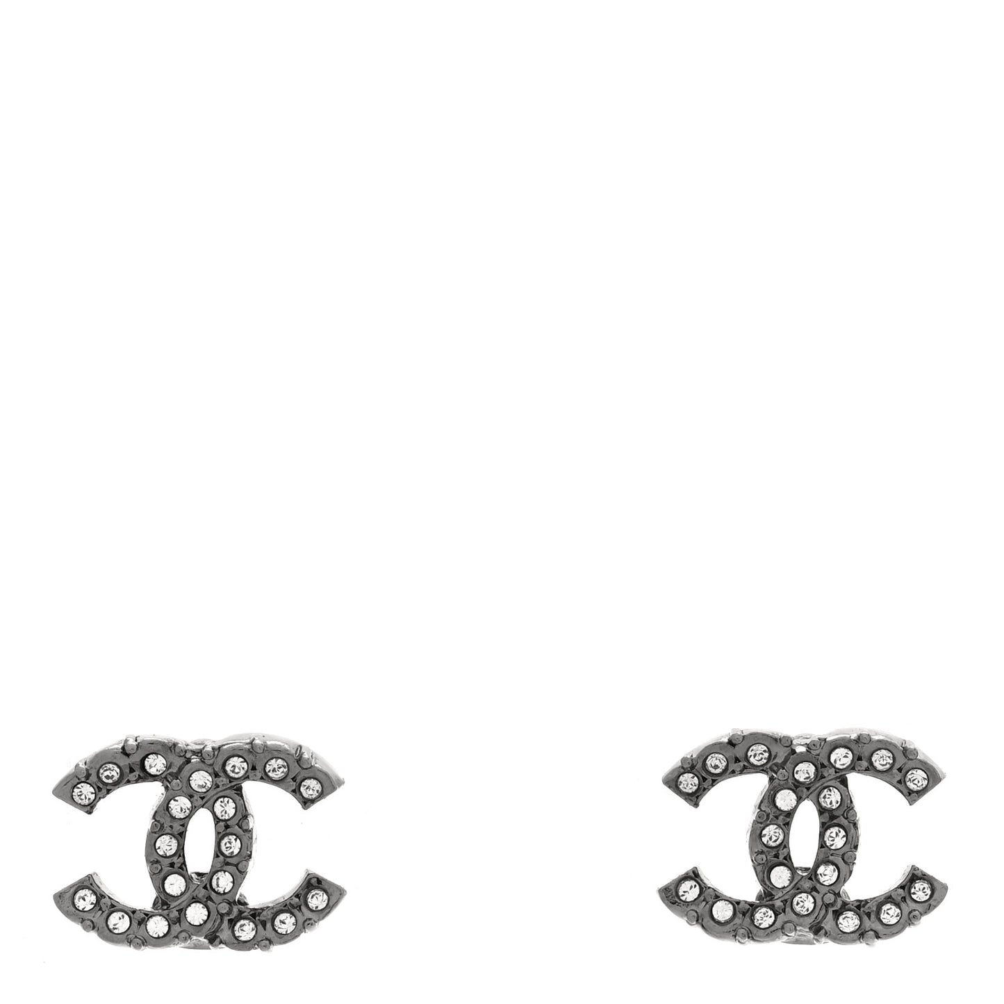 Ruthenium Crystal Studded CC Earrings