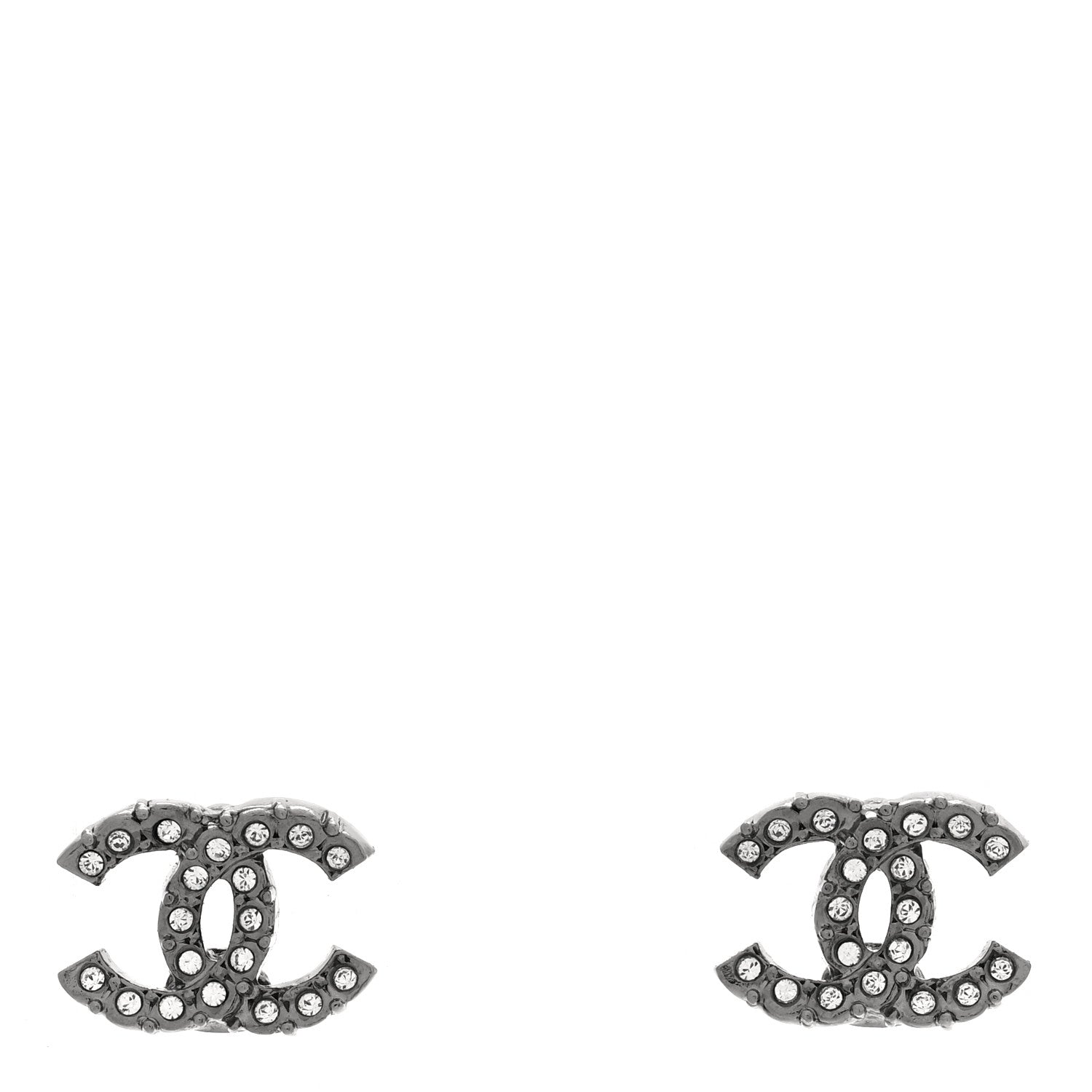 Chanel Ruthenium Crystal Studded CC Earrings 1 of 4