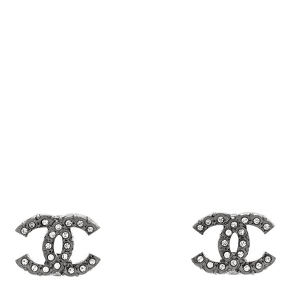 Chanel Ruthenium Crystal Studded CC Earrings 1 of 4
