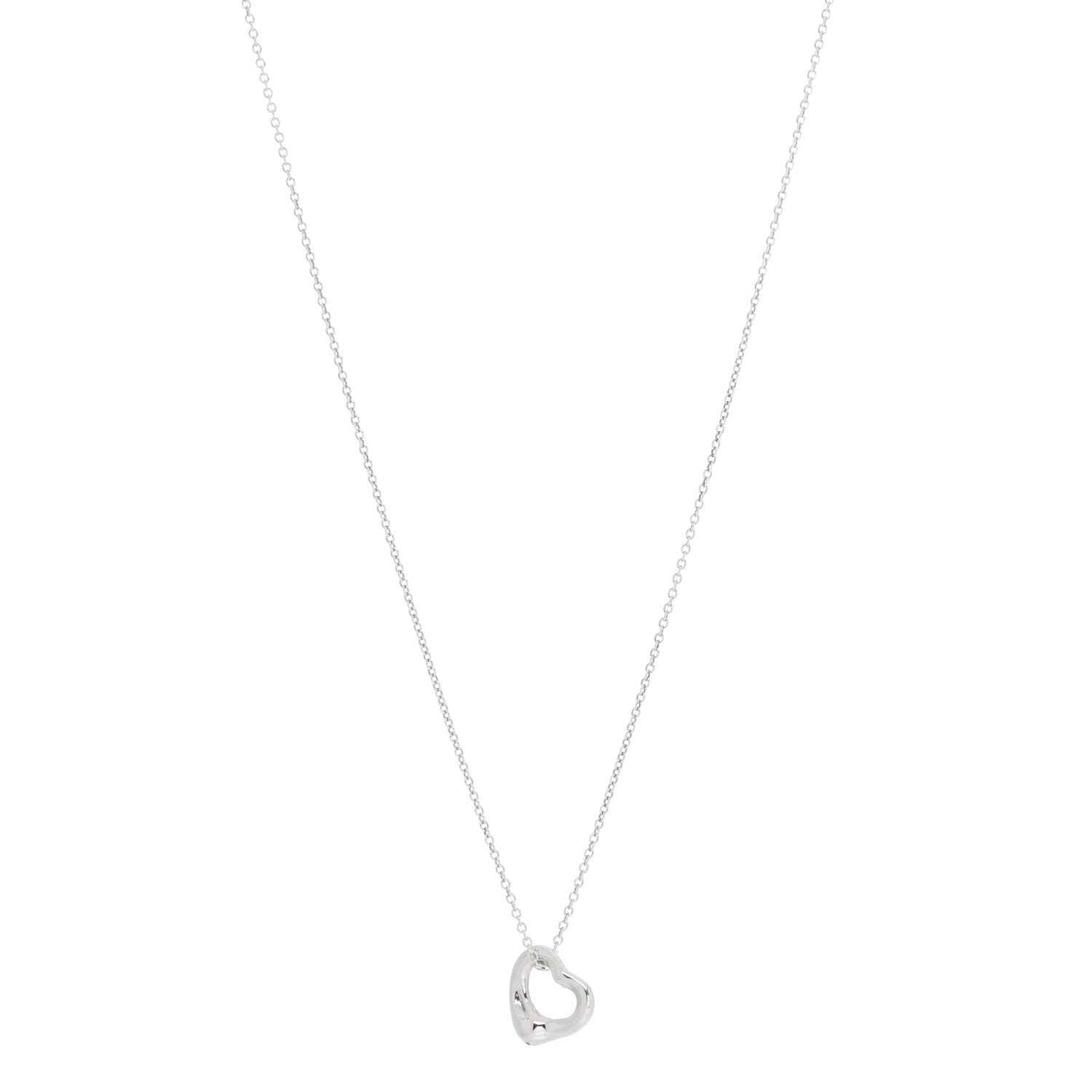 Tiffany Sterling Silver Elsa Peretti 11mm Open Heart Pendant Necklace 1 of 4
