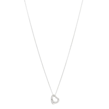 Tiffany Sterling Silver Elsa Peretti 11mm Open Heart Pendant Necklace 1 of 4