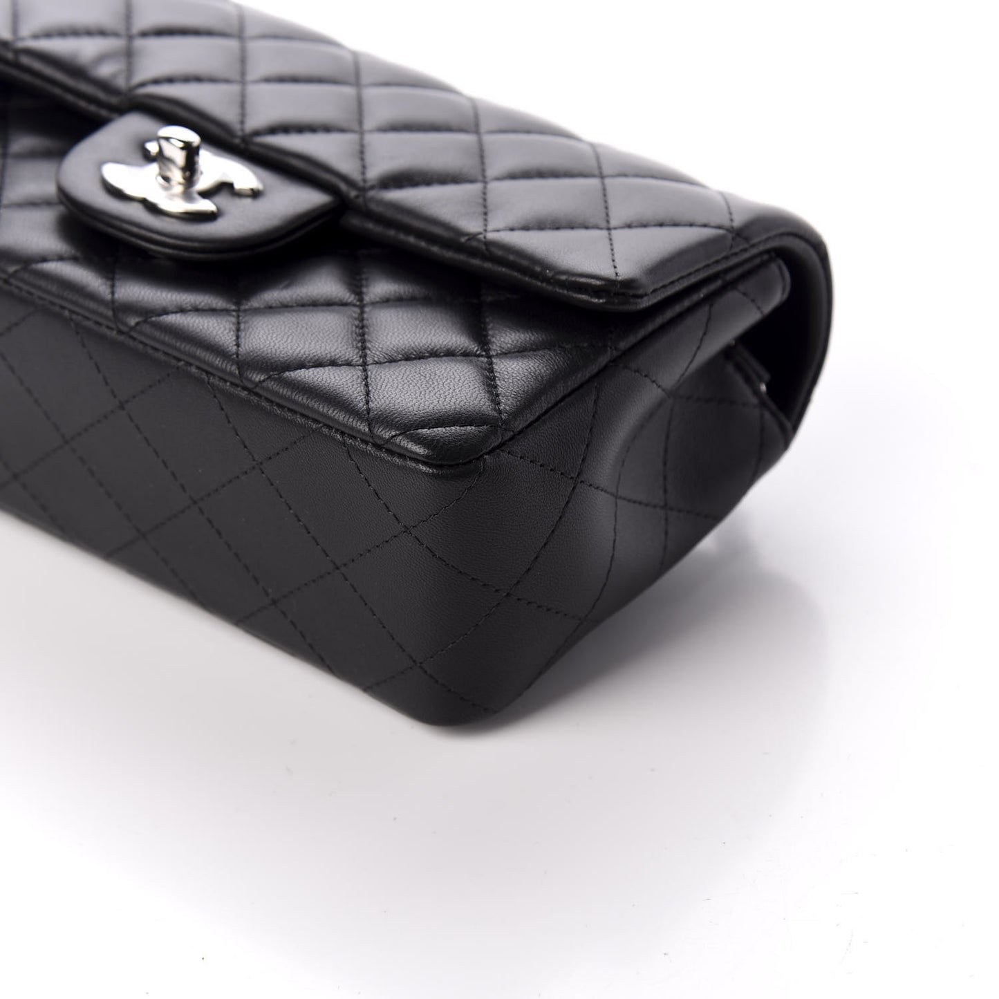 Lambskin Quilted Mini Rectangular Flap Black