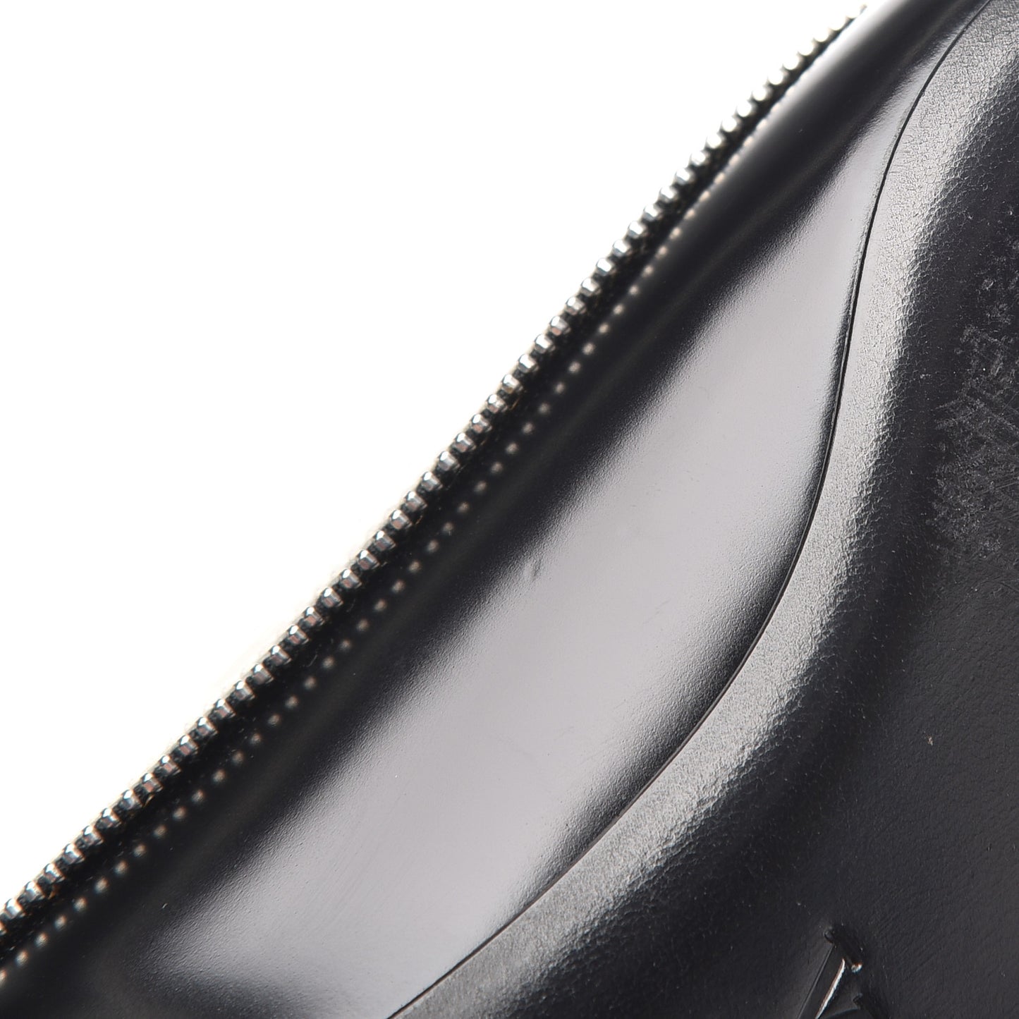 Patent Calfskin Zipper Ballerina Flats 37.5 Black White