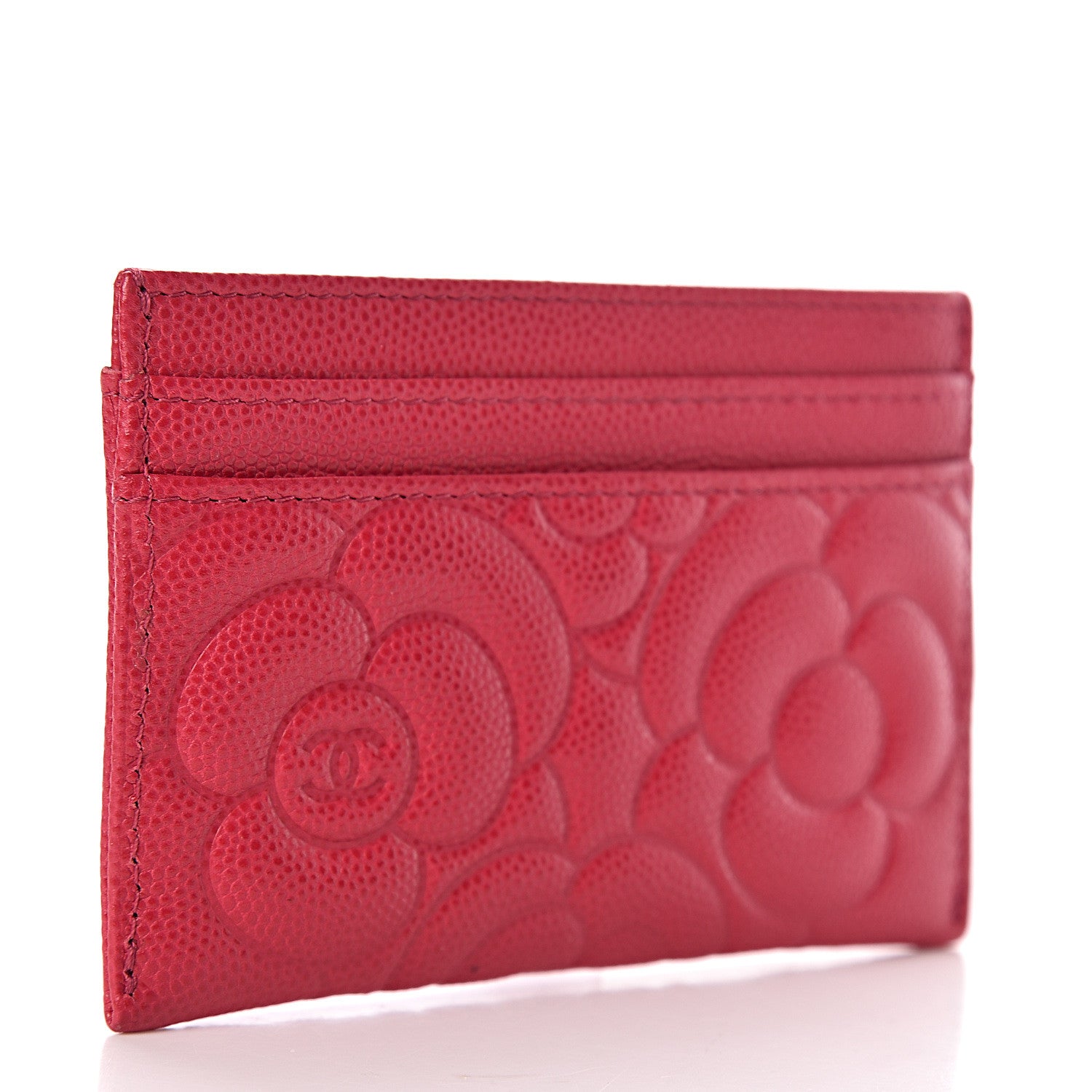 Chanel Caviar Camellia Embossed Card Holder Fuchsia 3 of 9