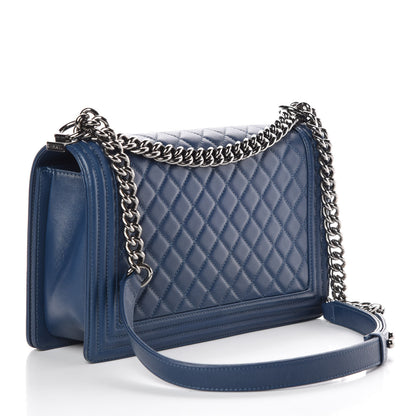 Chanel Caviar Quilted New Medium Boy Flap Dark Navy Blue 3 of 14