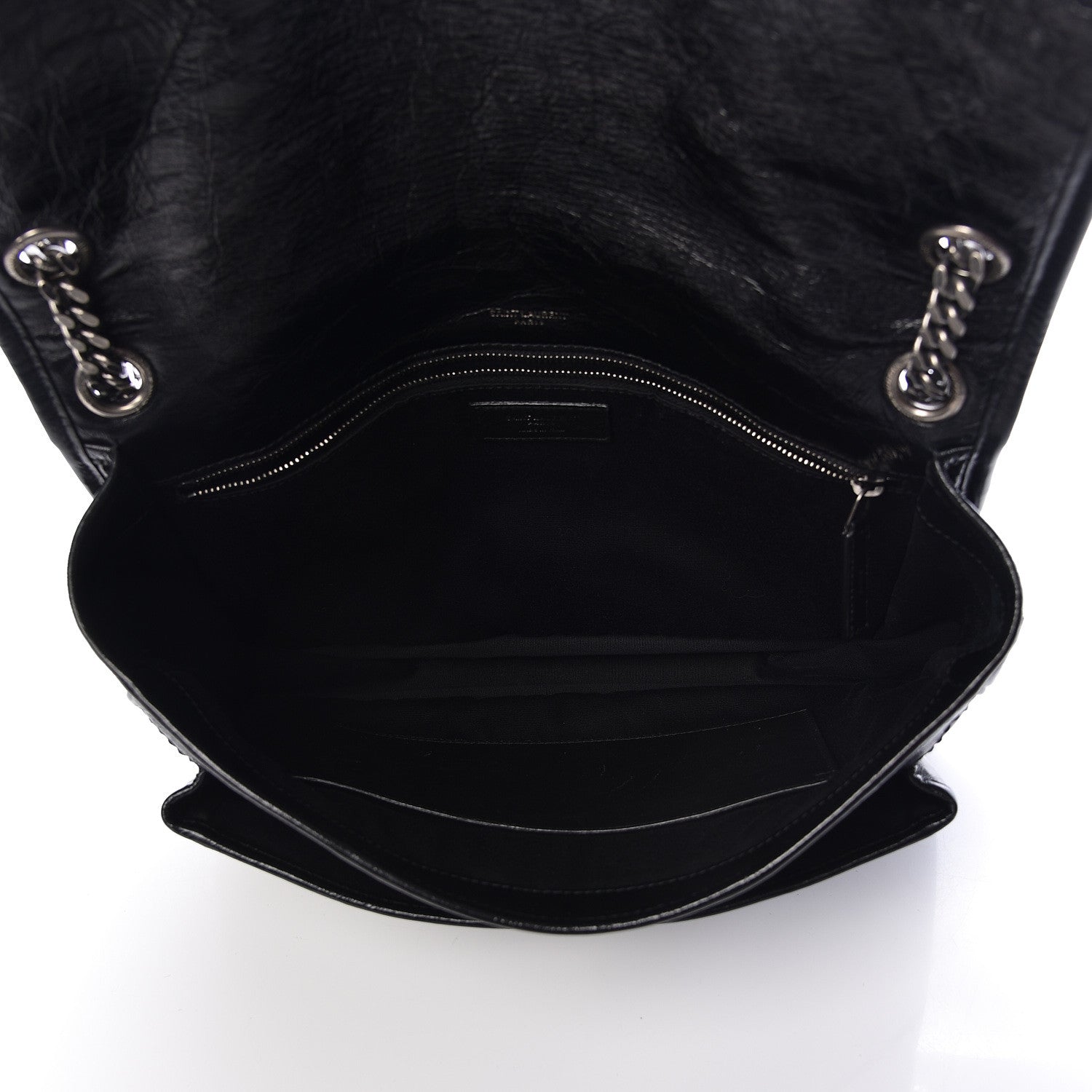 Saint Laurent Crinkled Calfskin Matelasse Monogram Large Niki Chain Satchel Black 6 of 9
