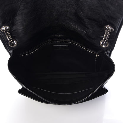 Saint Laurent Crinkled Calfskin Matelasse Monogram Large Niki Chain Satchel Black 6 of 9