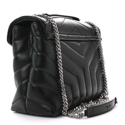 Saint Laurent Calfskin Y Quilted Monogram Small Loulou Chain Satchel Black 3 of 13