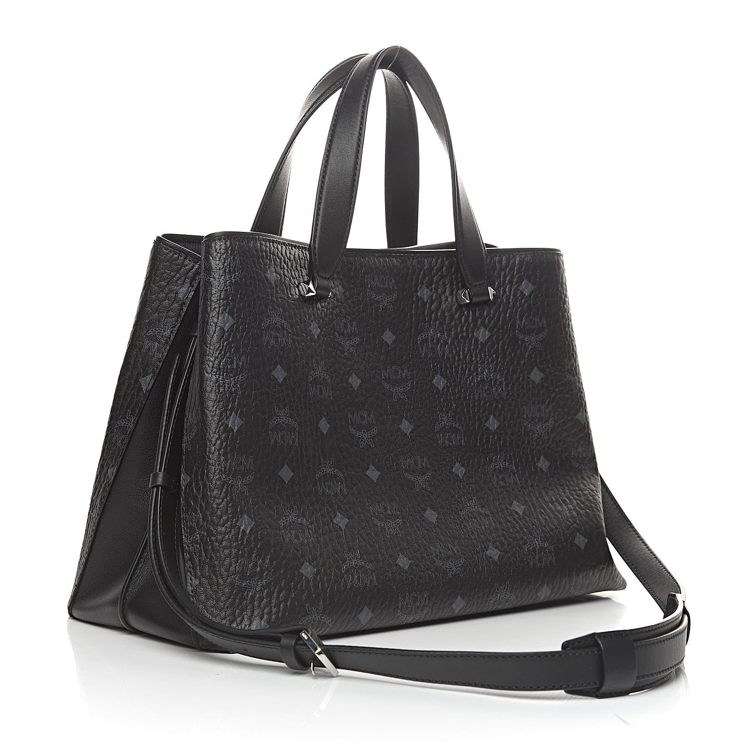 MCM Visetos Large Essential Tote Black 3 of 10